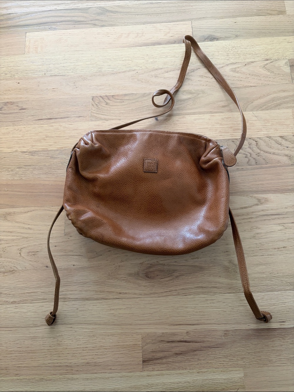 Vintage Tan Pebbled Leather Crossbody Bag (fashion bag)
